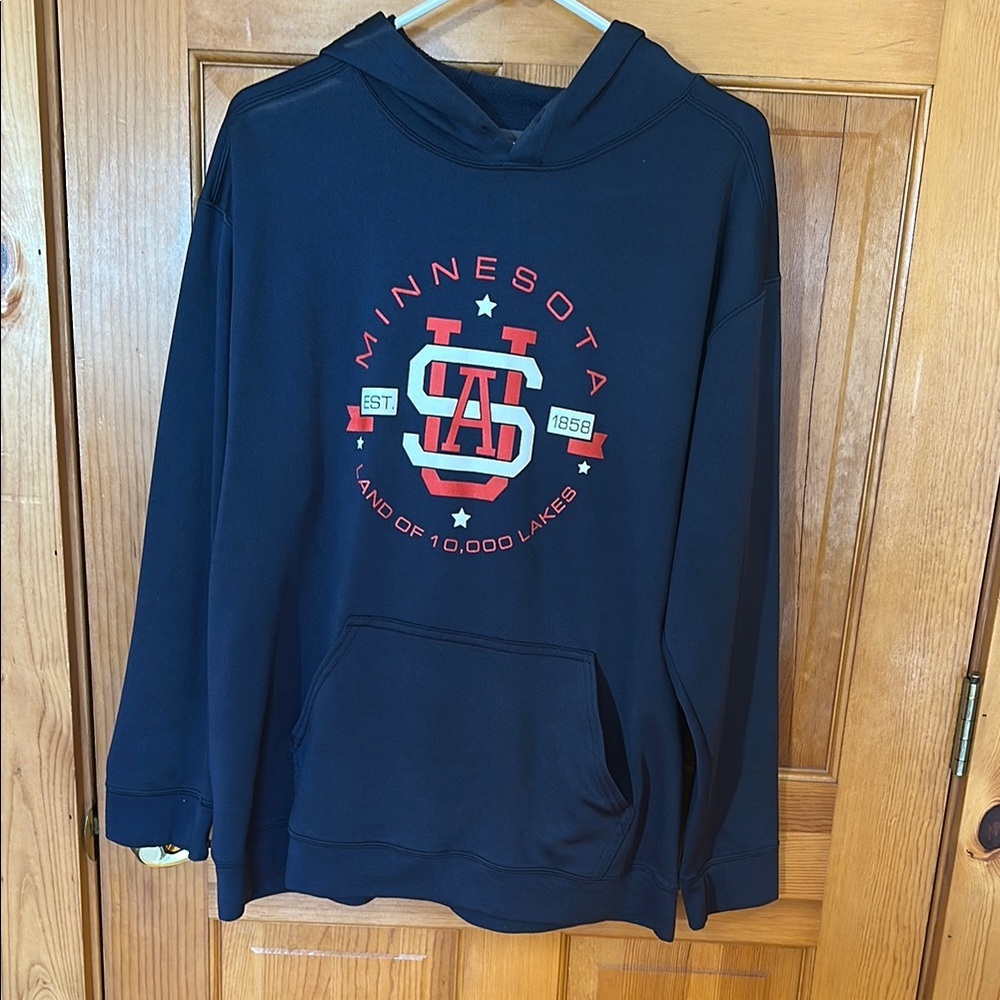 Minnesota Navy Hoodie with Red Logo